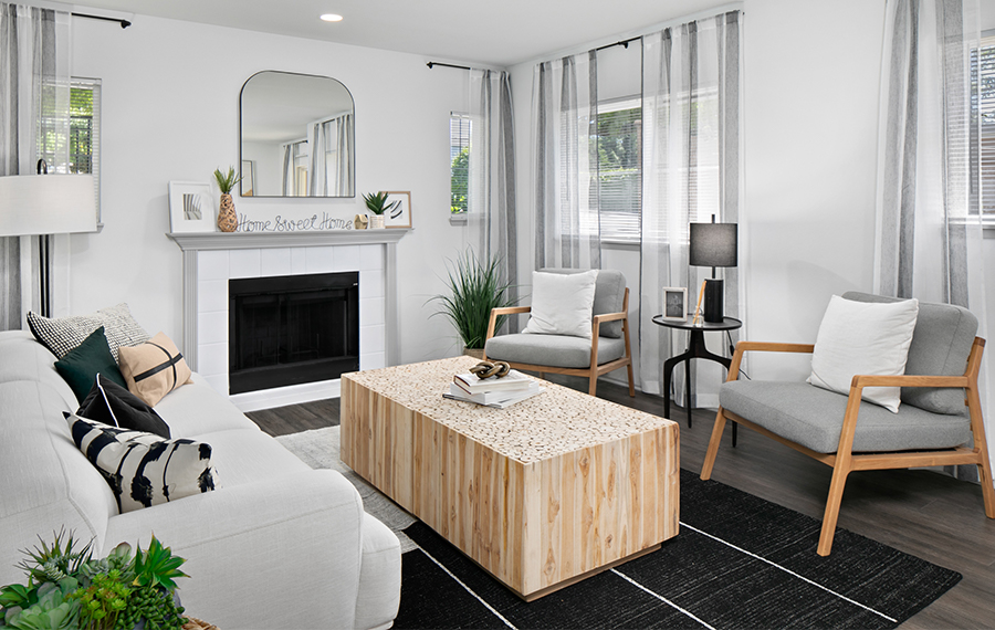 Renton, WA Apartments with fireplace - Benson Downs - living room