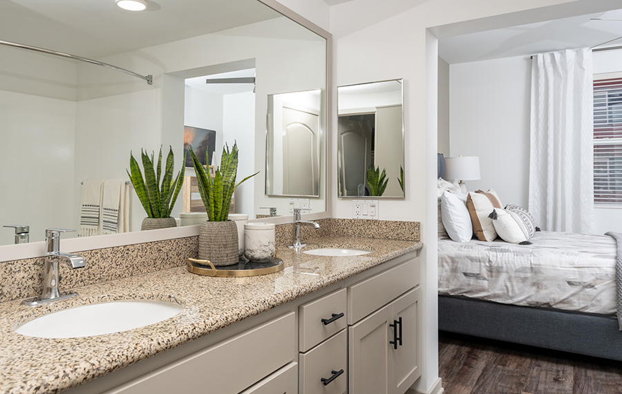 Apartments for rent in the San Diego Unified School District - Mira Bella upgraded bathroom