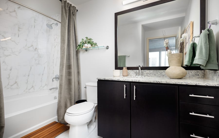 High rise apartments in houston - SkyHouse River Oaks bathroom