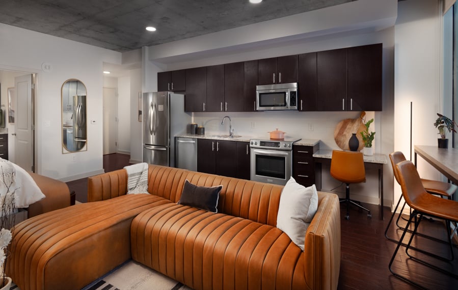 Houston high rise apartments - SkyHouse River Oaks living room