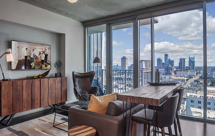 1 bedroom apartments in Nashville, TN - SkyHouse Nashville - Living Room