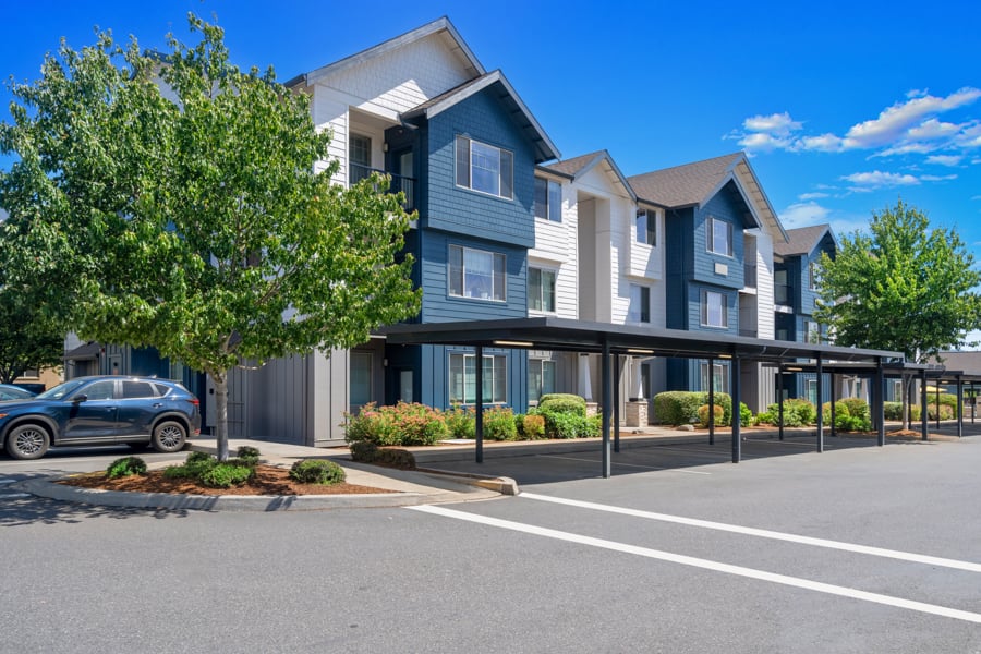 Elmonica MAX Station Apartments For Rent near Nike - Victory Flats carports and garages
