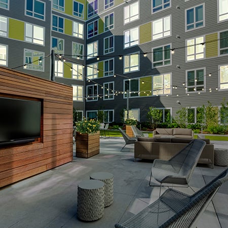 Velo Forest Hills Apartments - Jamaica Plain apartments in Boston, MA - outdoor courtyard