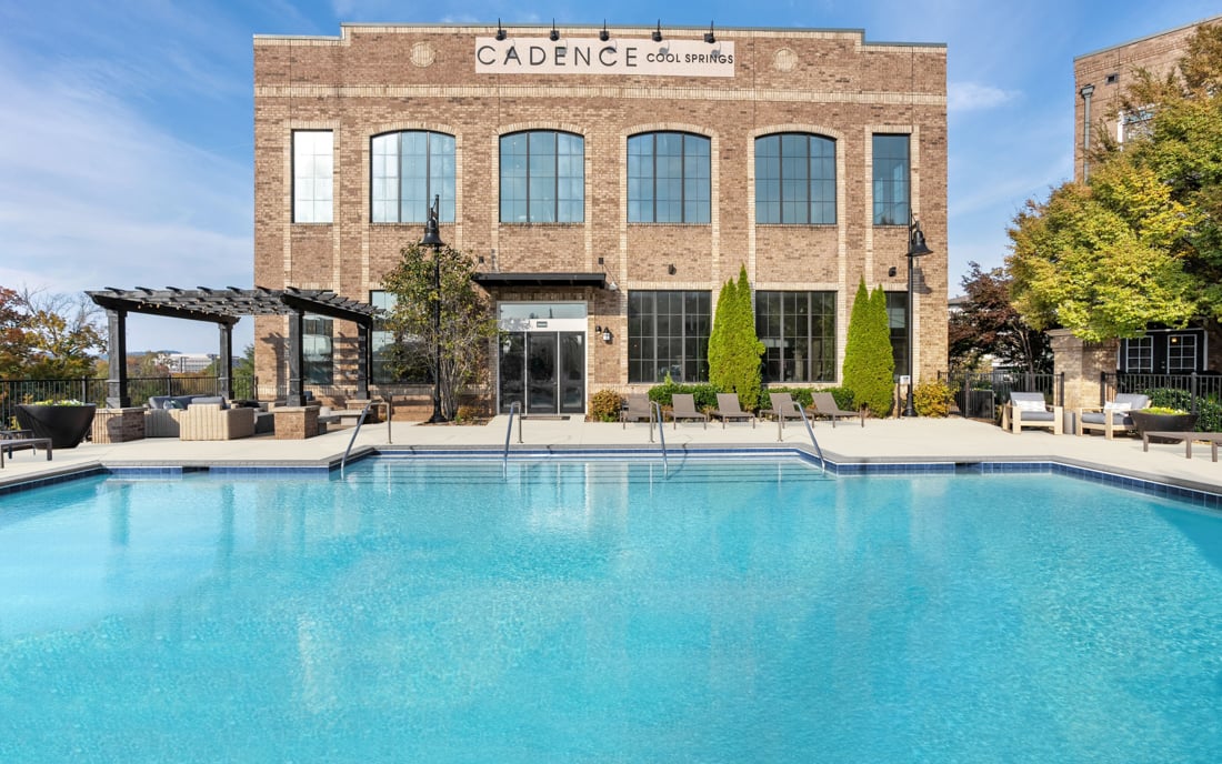 Franklin, TN Apartments near Vanderbilt Health Center - Cadence Cool Springs Resort style swimming pool