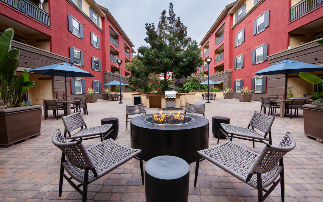 Apartments for rent in the San Diego Unified School District - Mira Bella Large fire pits