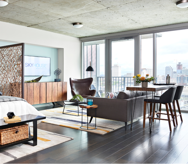 Luxury Nashville TN apartments for rent - SkyHouse Nashville living room