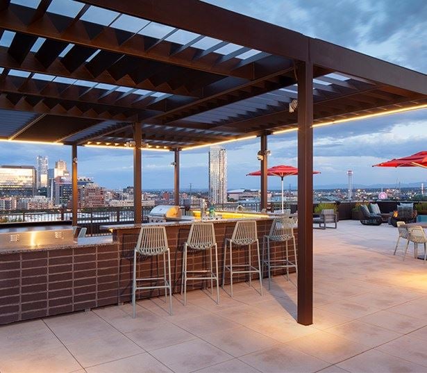 Studio LoHi Rooftop lounge with amazing views of Downtown Denver, CO - LoHi Rentals