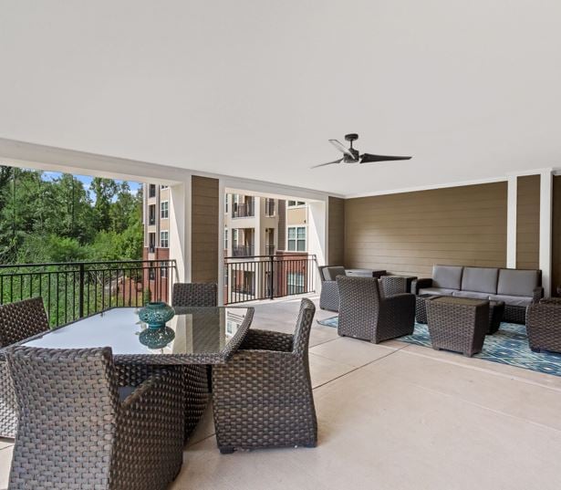 apartments for rent in raleigh nc - Marshall Park Covered patio overlooking the Greenway