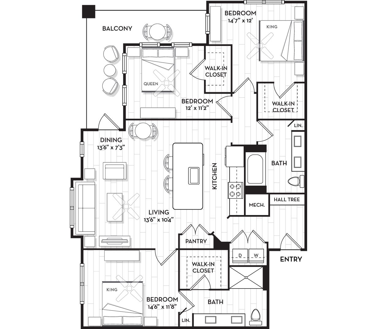 Charleston, SC Apartments for Rent - Brooking Square Apartments - Breakwater Floor Plan
