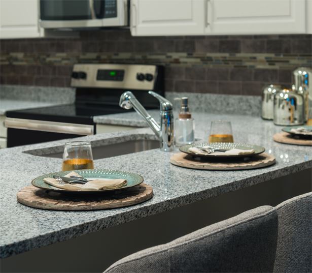 2700 Charlotte Granite countertops with tile backsplash - studio apartments nashville