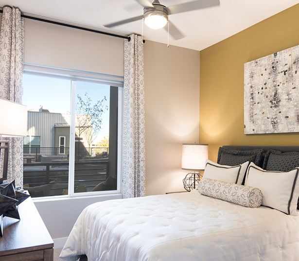 Hartley Flats Ceiling fans in bedroom and living room Denver CO - RiNo