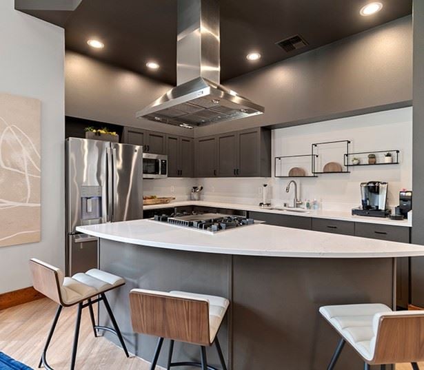Downtown Redmond apartments near Aerotek - The Lodge at Redmond Ridge Clubhouse kitchen