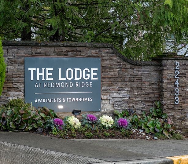 The Lodge at Redmond Ridge apartments near Novelty Hill Road - Entry monument