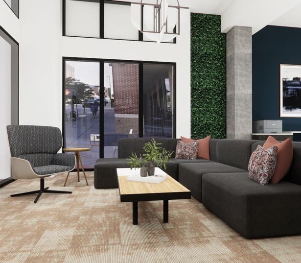 The Battery on Blake Street model living room - Studios near the Ballpark, CO