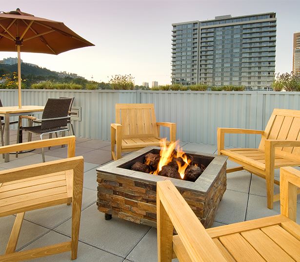 The Matisse apartments for rent in South Waterfront - outdoor fireplace