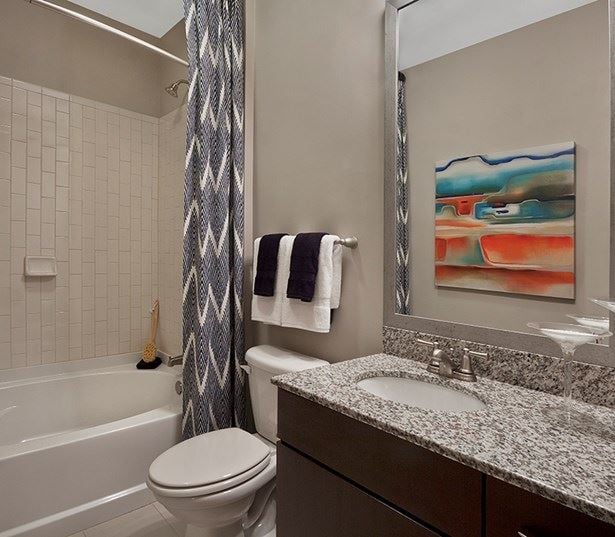 Central Raleigh Apartments on the Greenway - Marshall Park Bathrooms with granite countertops