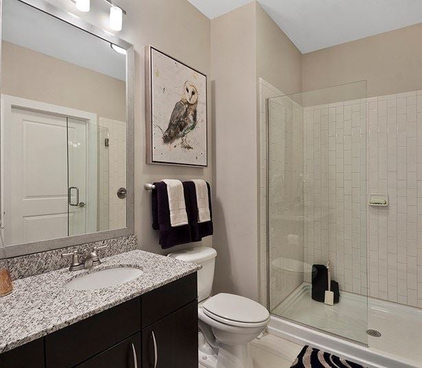 Marshall Park apartments on the Greenway - Modern bathrooms with glass enclosed showers