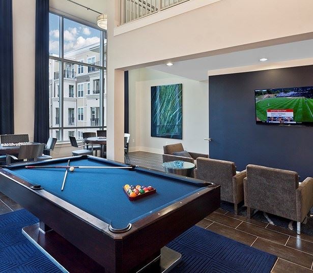 Marshall Park apartments in Central Raleigh - Billiards lounge with poker and game tables