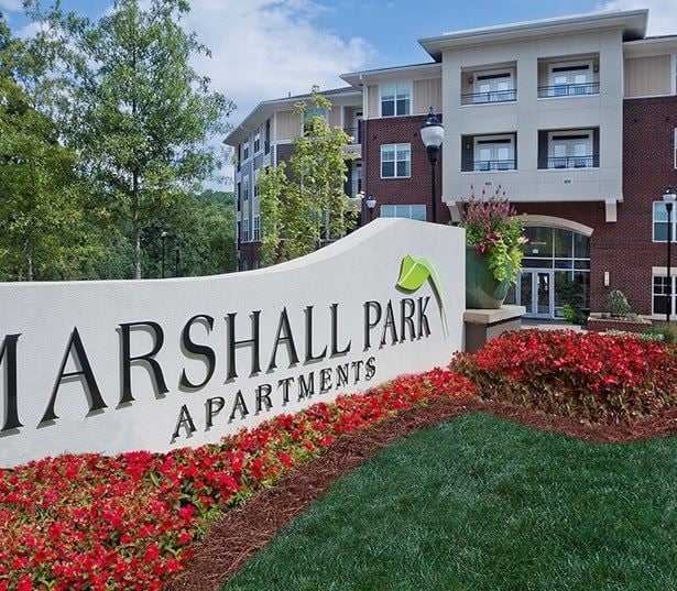 townhomes in raleigh - Marshall Park Apartments Entry Monument