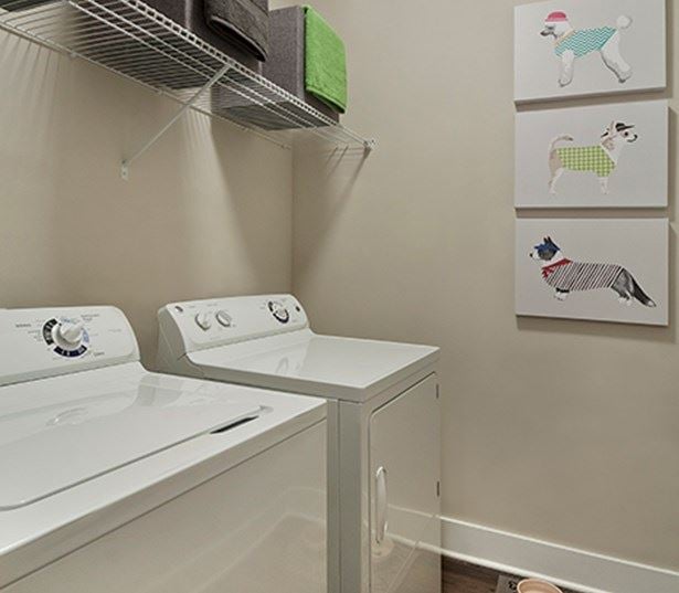 Marshall Park apartments in Crabtree - Full size washer and dryer with built in shelving