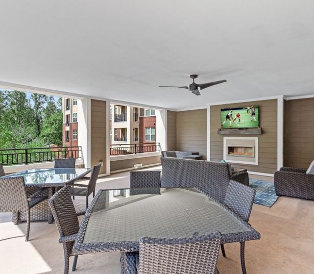apts for rent in raleigh nc - Marshall Park Covered fireside lounge with outdoor living space