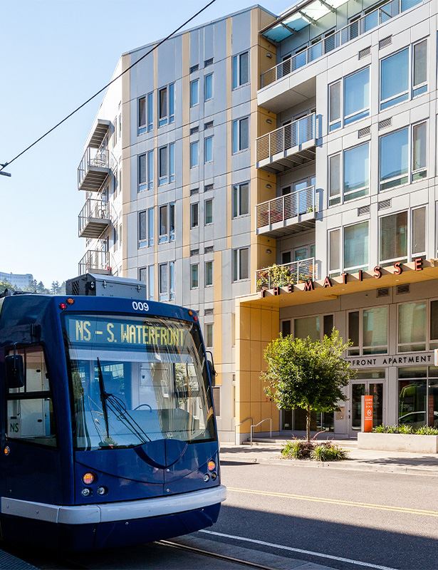 The Matisse in Portland, OR is located on the Lowell St. streetcar stop