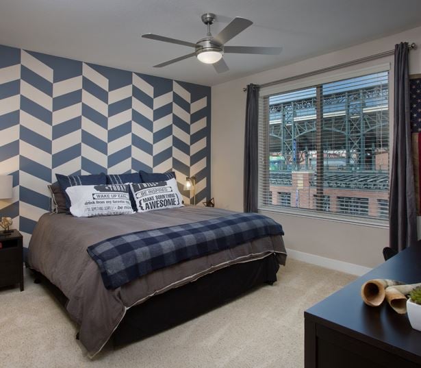 The Battery on Blake Street model bedroom - lodo apartments