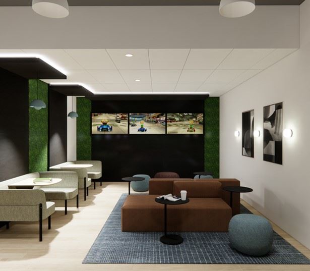 UW apartments in Seattle - Neptune Entertainment suite with shuffleboard and billiards table
