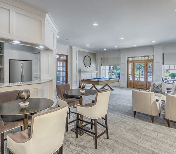 Apartments in Ballantyne NC - Promenade Park - Clubhouse with billiards bar tables and TV