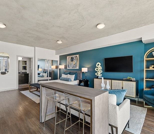 SkyHouse Dallas - Luxury vinyl plank flooring - Harwood Apartments