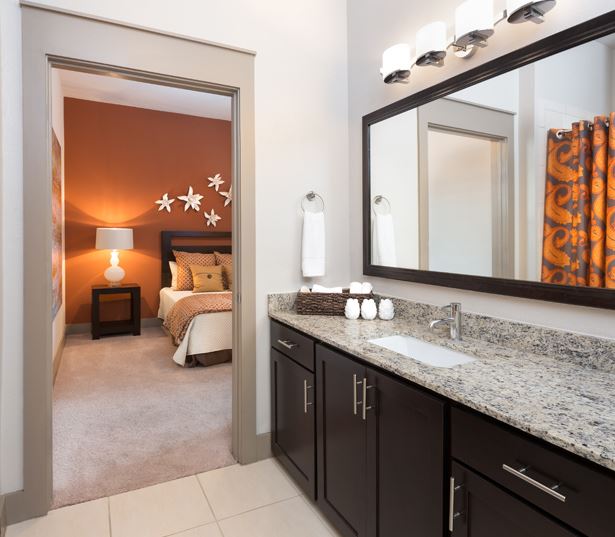 The Icon at Ross features large bathrooms - Uptown Dallas Apartments