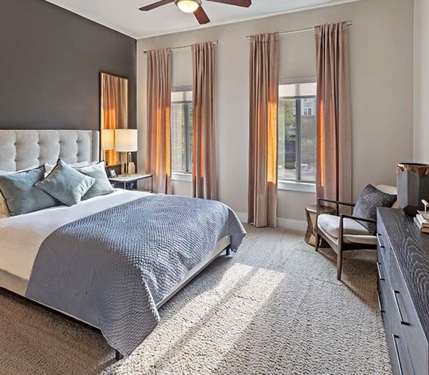 Uptown apartments Charlotte NC - Silos South End - model interior with solar window shades