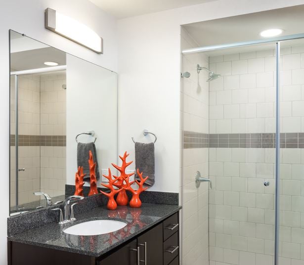 SkyHouse Dallas - bathroom - Apartments in Trinity Groves