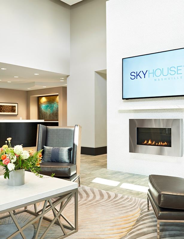 SkyHouse Nashville grand lobby Nashville TN - the gulch nashville apartments