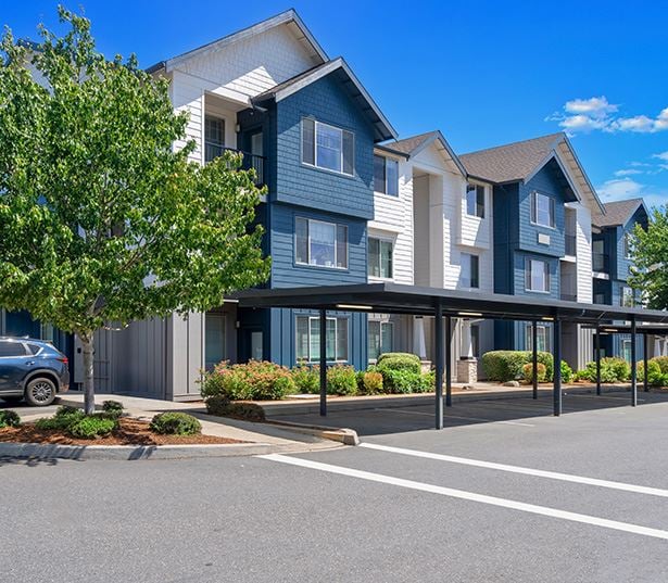 Beaverton apartments for rent near the Elmonica Max Station - Victory Flats carports