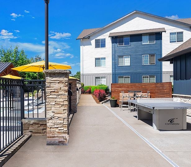 Beaverton apartments near Max Blue Line and Nike - Victory Flats outdoor ping pong table