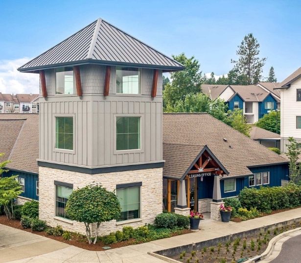 Beaverton OR Apartments For Rent near Elmonica MAX Station - Victory Flats Exterior leasing office