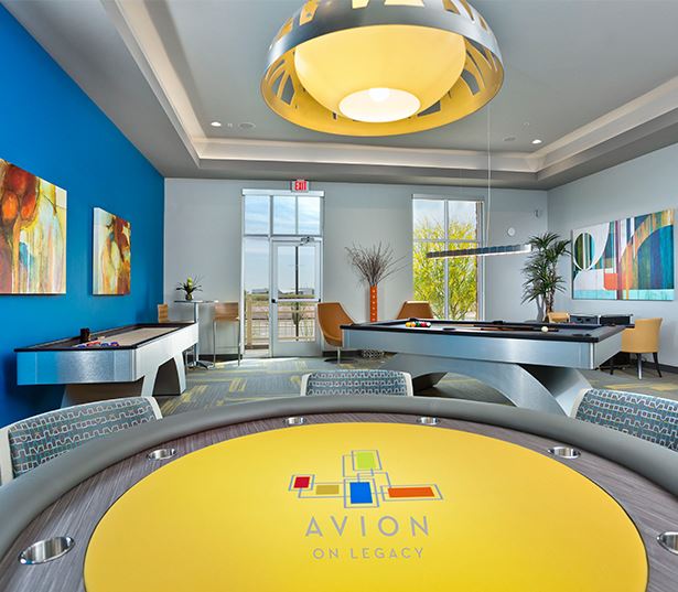 Luxury apartments north Scottsdale - Avion on Legacy Game room with billiards and shuffle board