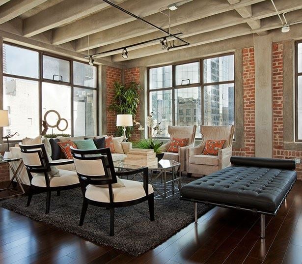 LA apartments near The BLOC - Brockman Lofts Wood beam ceiling and floor to ceiling windows