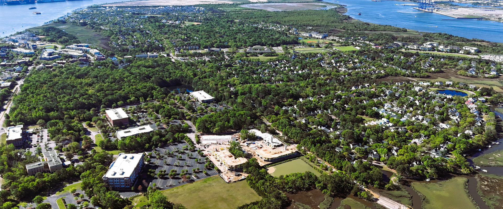 The Henslow Daniel Island - Charleston, SC Apartments - aerial view of island