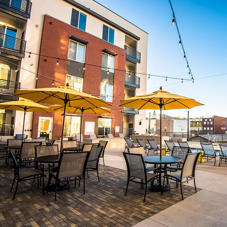 Hartley Flats patio - Denver CO - Ballpark apartments