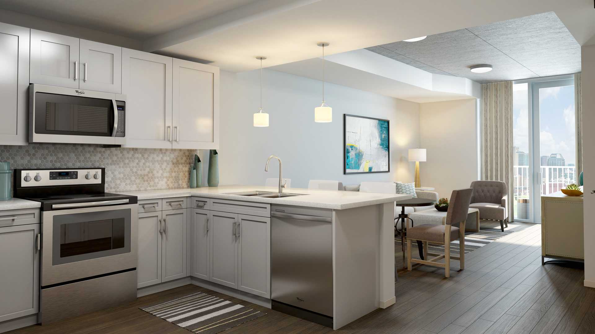 SkyHouse Nashville kitchen Nashville TN - midtown apartments nashville