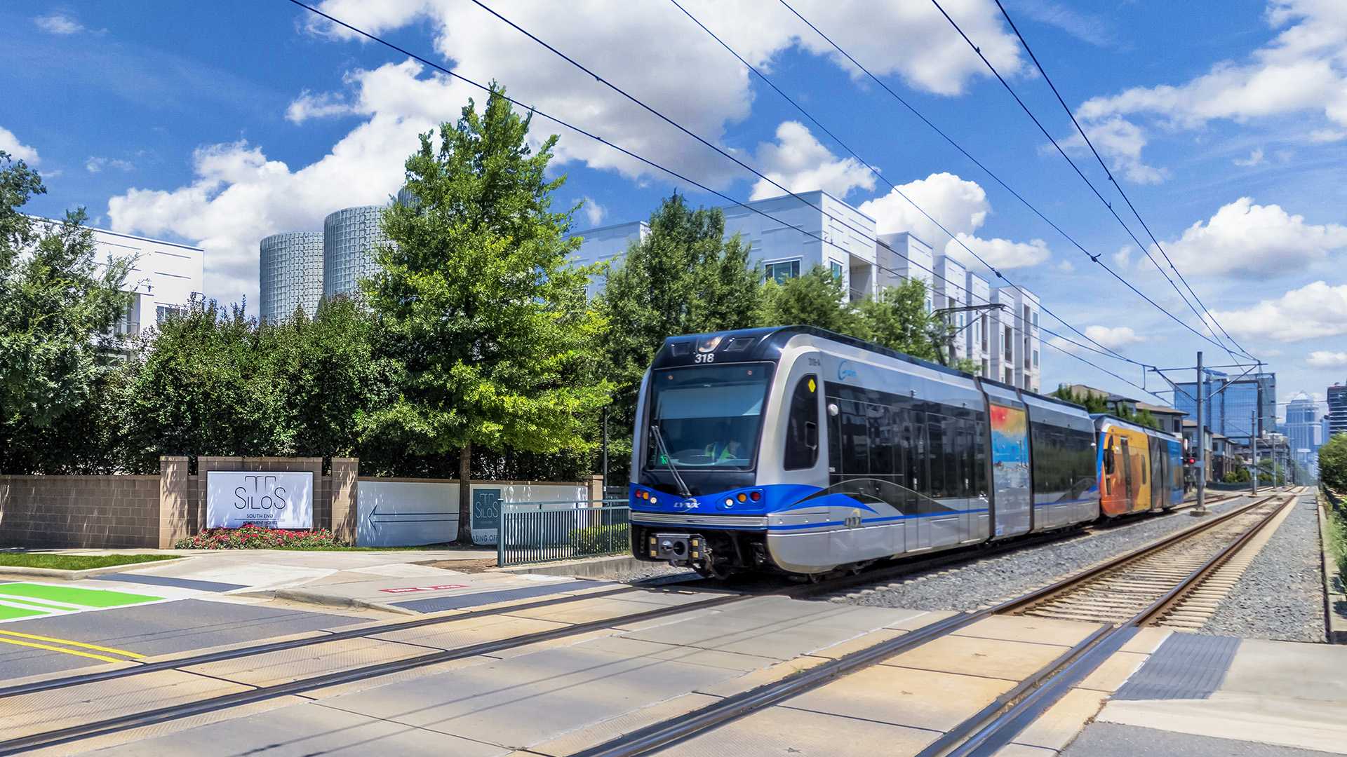 Charlotte apartments for rent - Silos South End - Street View and Train